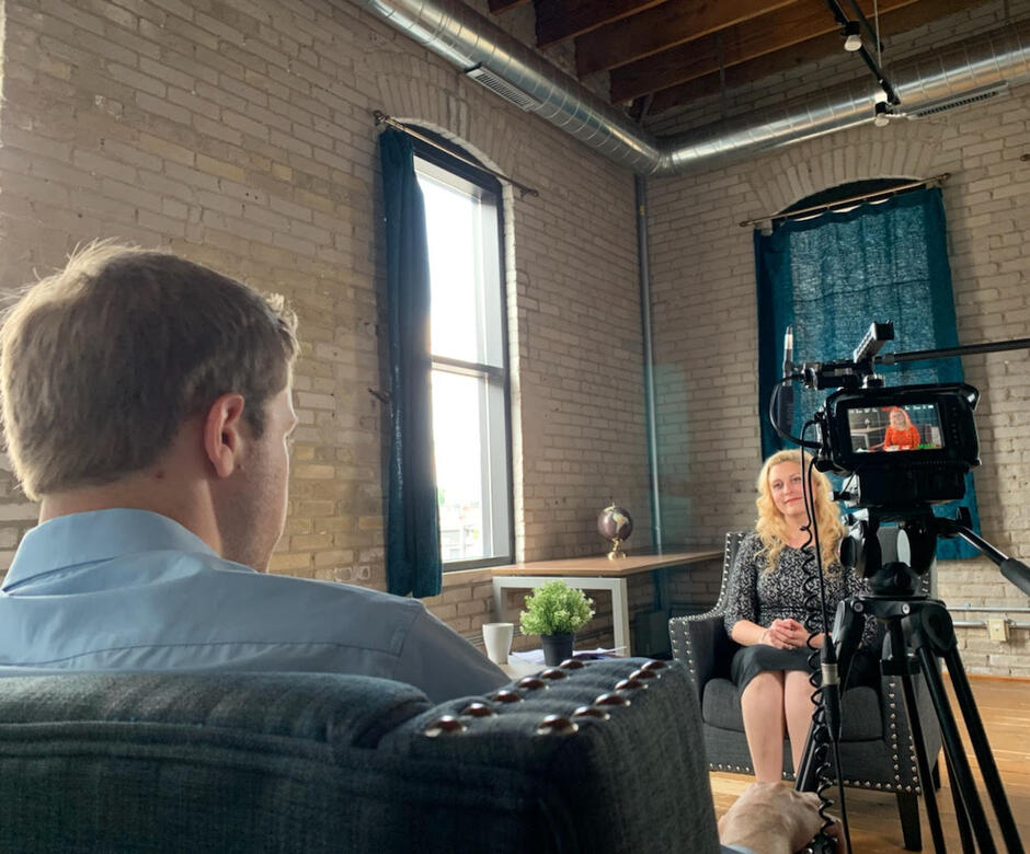 Ian conducting an interview Ian conducting an interview