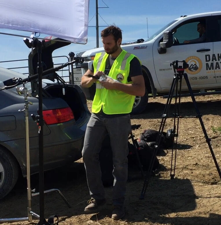 Corey setting up film equipment Corey setting up film equipment